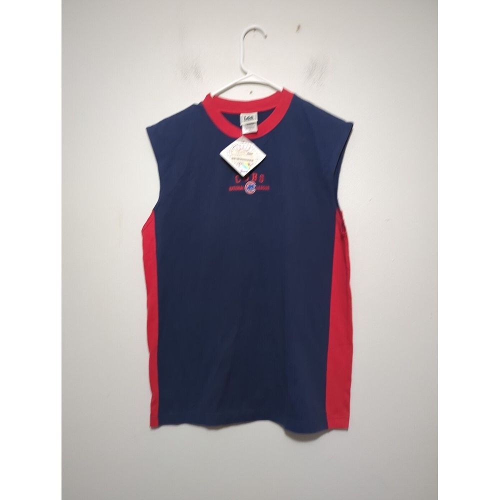 Lee Sport Chicago Cubs Youth XL Sleeveless T-Shirt Navy Red MLB Cotton Tank New